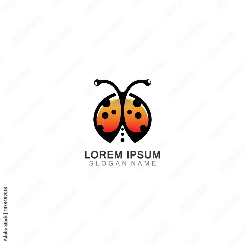 Fototapeta premium Lady bug animal beautiful vector illustration icon design template