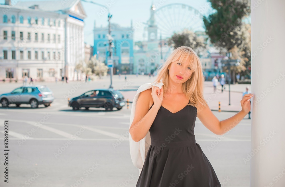 Fototapeta premium Business woman at city, woman worker at street. Lifestyle of modern people