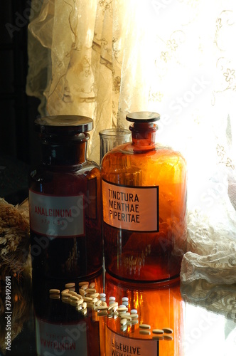 backgrounds in the style of medicine of the last century. steampunk.