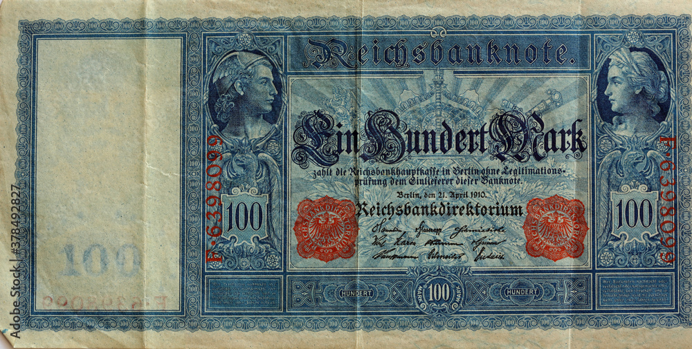 Deutsche Reichsmark Geldschein von 1910