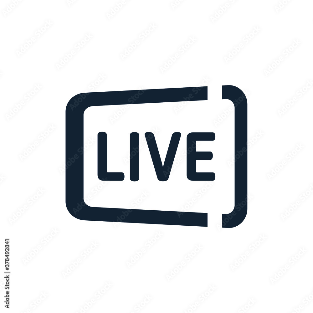 Live, inscription on the monitor screen. Vector icon isolated on white background. Live, inscription on the monitor screen. Vector icon isolated on white background.