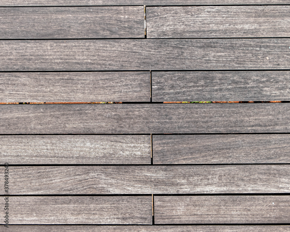 Obraz premium natural greyed wood dock planks top view closeup, textured pattern background