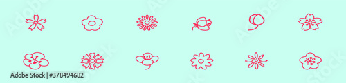 set of cherry blossom cartoon icon design template with various models. vector illustration