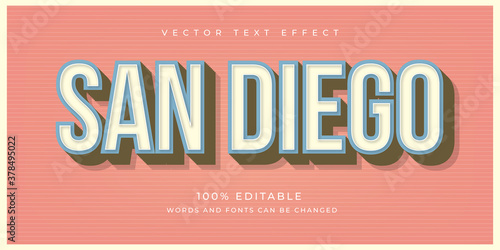 San Diego Vintage Color Text Effect