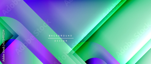 Vector geometric abstract background with lines and modern forms. Fluid gradient with abstract round shapes and shadow and light effects