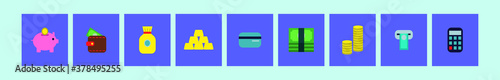 set of money cartoon icon design template with various models. vector illustration