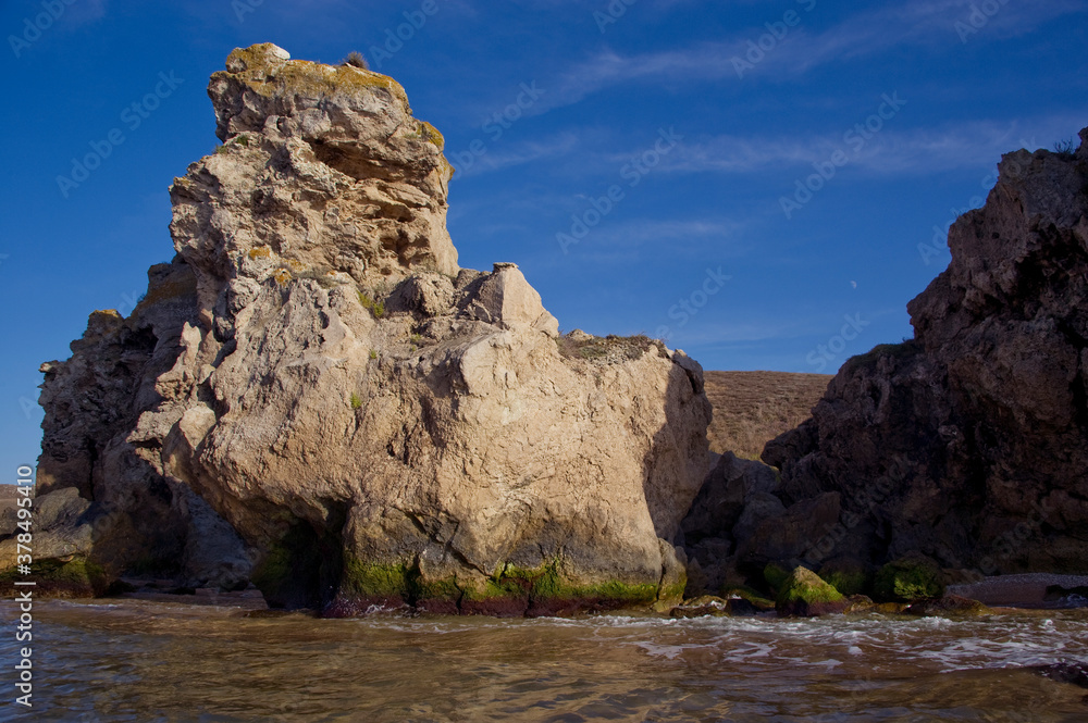 Rock massif on the shore of the Azov Sea