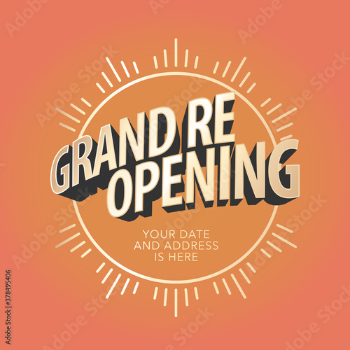 Grand opening or re-opening vector illustration, banner, background