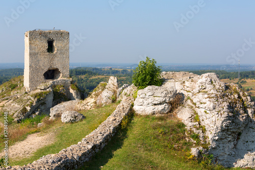 Ruins of medieval gothic Olsztyn Castle located on the Polish Jurassic Highland, Olsztyn, Silesia, Poland