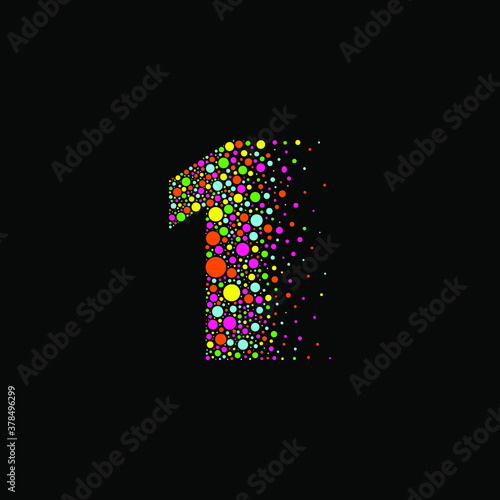 Number 1 in Dispersion Effect, Scattering Circles/Bubbles,Colorful vector