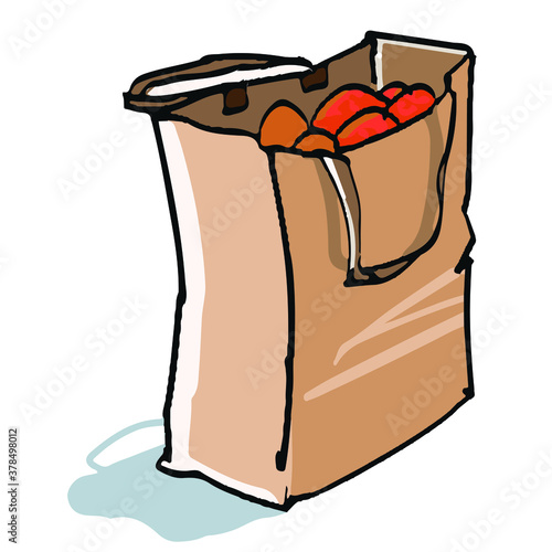Sacchetto, borsa spesa, compere, grande magazzino, borsa di carta, shopper negozio acquisti, disegno