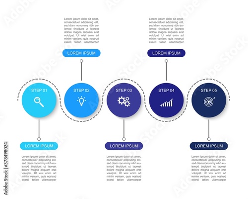 Business data visualization.  Abstract Process chart or graph elements, diagram with step option parts or processes. Vector business template for presentation. Creative concept for infographic.