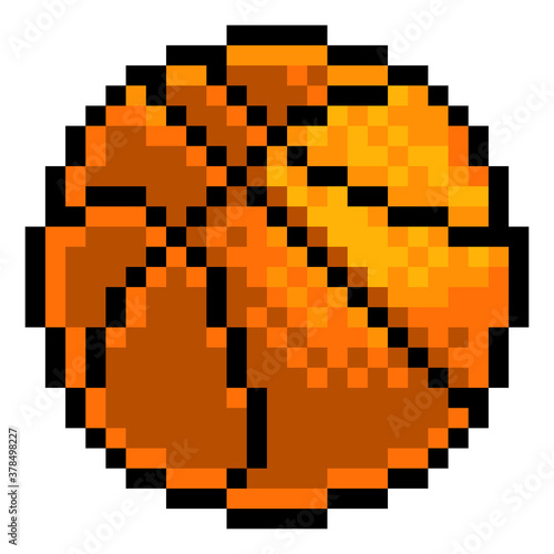 A basketball ball eight bit retro video game style pixel art sports icon
