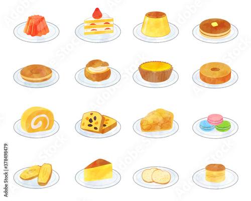 Sweets illustration material set / analog style