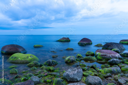 Fototapeta Naklejka Na Ścianę i Meble -  baltic sea during dusk on long exposure in Gdynia Poland