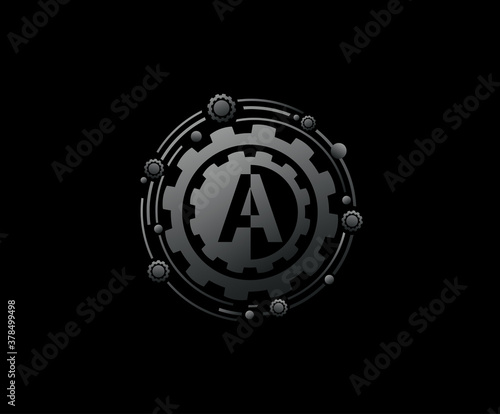 A Letter Metar Gear Icon Design Perfect for automotive, machinery and  industrial logo.
