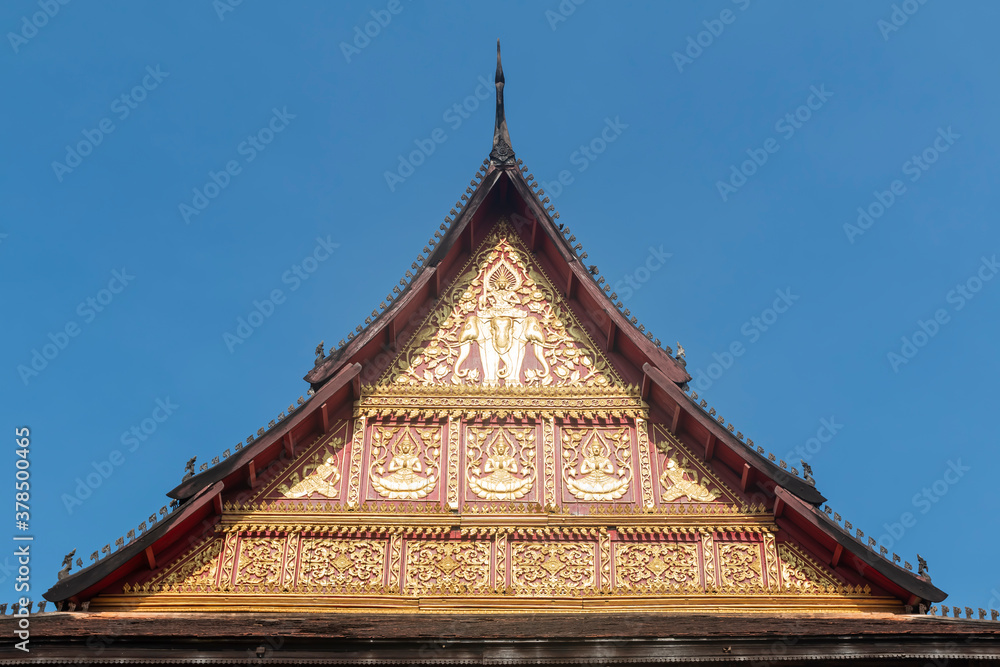 Laos travel landmark, Hor  Phra keo Religious architecture and Famous tourist destination in Vientiane Capital, Laos