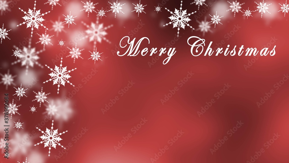 Christmas background in red design - greeting card with place for your text - Merry Christmas lettering - 3D illustration