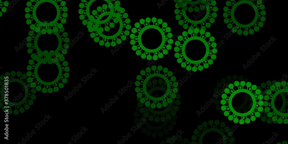 Dark green vector template with flu signs. Dark green vector template with flu signs.
