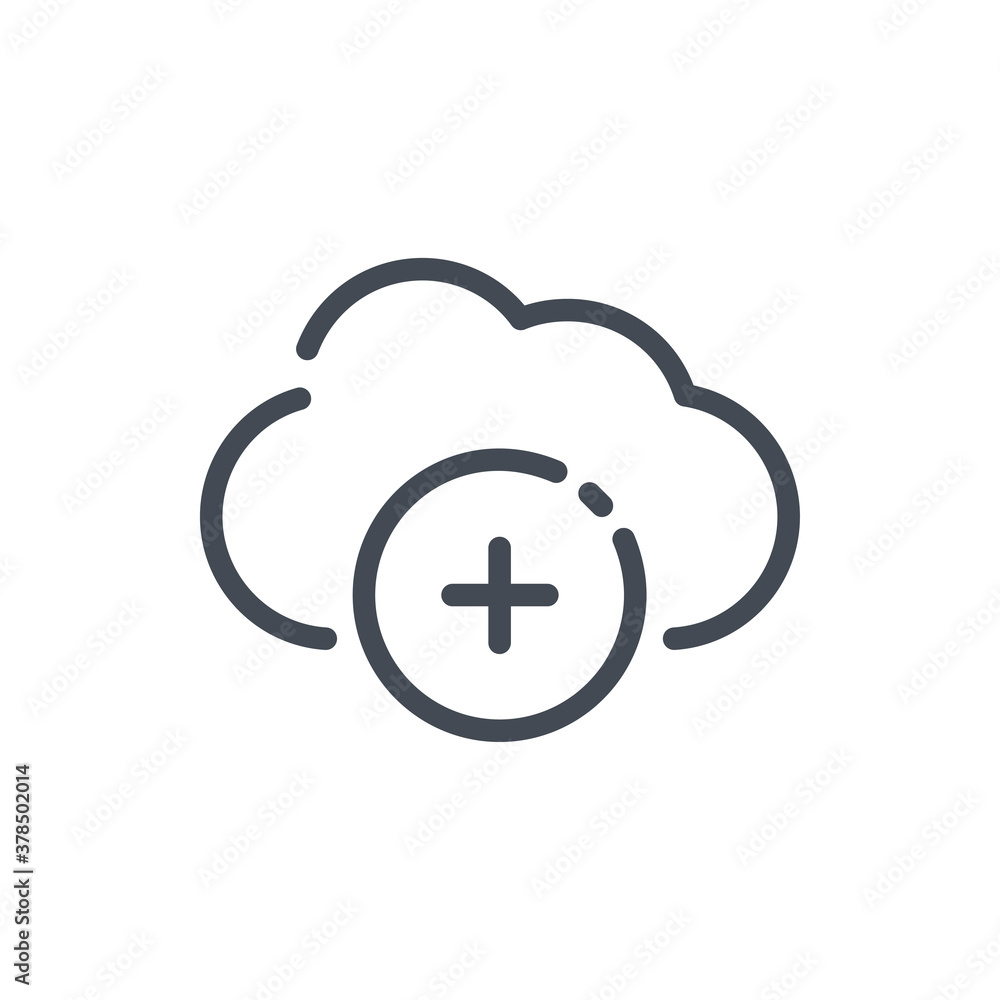 Add to Cloud service line icon. Plus with Cloud vector outline sign. Add to Cloud service line icon. Plus with Cloud vector outline sign.