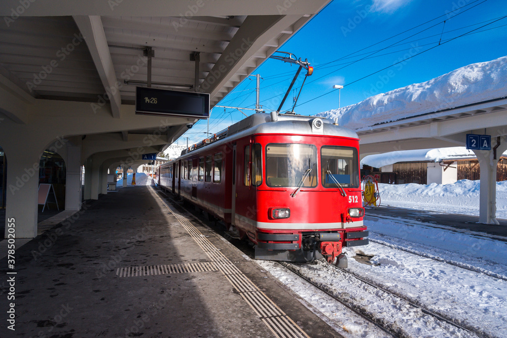 Train station in DAVOS-Platz, SWITZERLAND.