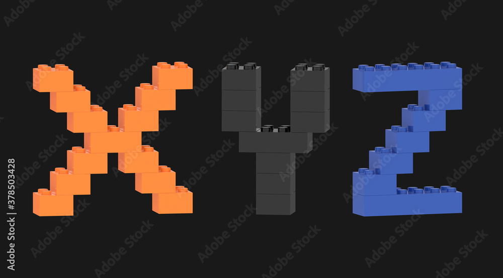 Obraz premium Alphabet letters from colorful plastic toy blocks isolated to solid background