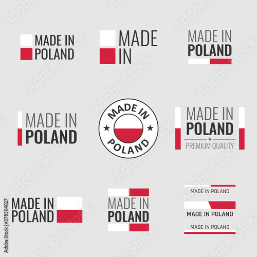 made in Poland labels set, made in Poland product emblem