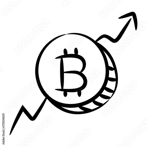 
Upward arrow with btc showcasing bitcoin growth icon
