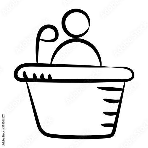 
Person in front of dais, hand drawn design of orator icon
