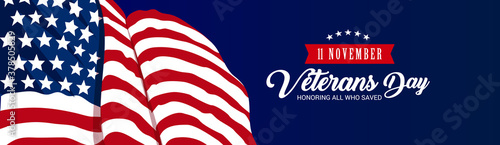 Creative illustration,poster or banner of happy veterans day with u.s.a flag background.