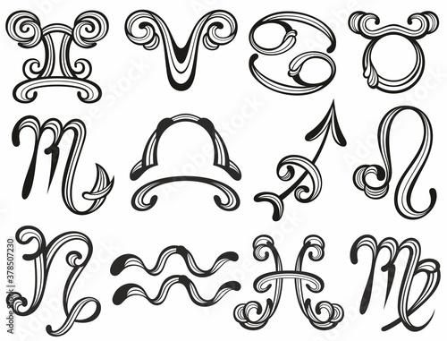 Zodiac signs set.  Astrological vector illustration