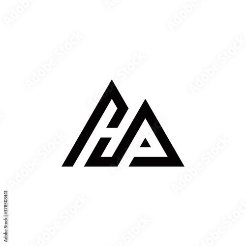h p hp initial mountain logo design vector symbol graphic idea creative