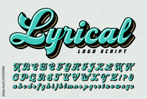 Lyrical logo style script: a bold logotype alphabet for branding businesses, corporations or sports teams.
