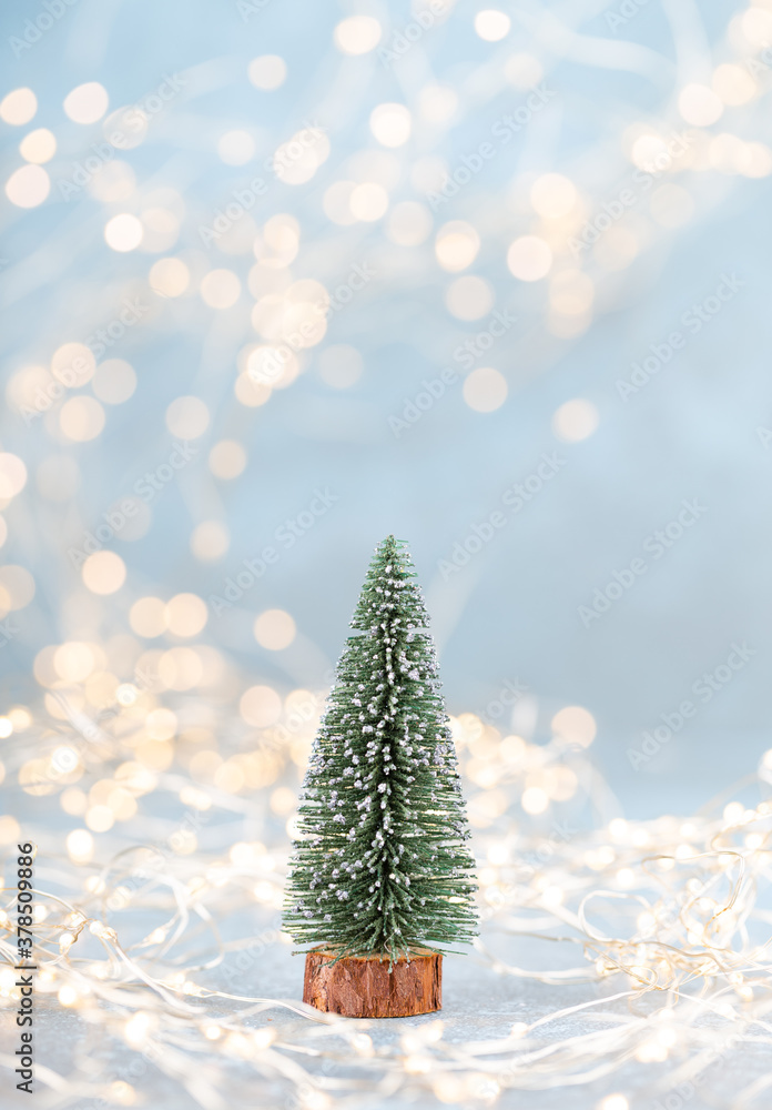 Christmas tree on bokeh background.