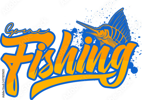 vector artwork of fishing posters or t shirt design with blue marlin