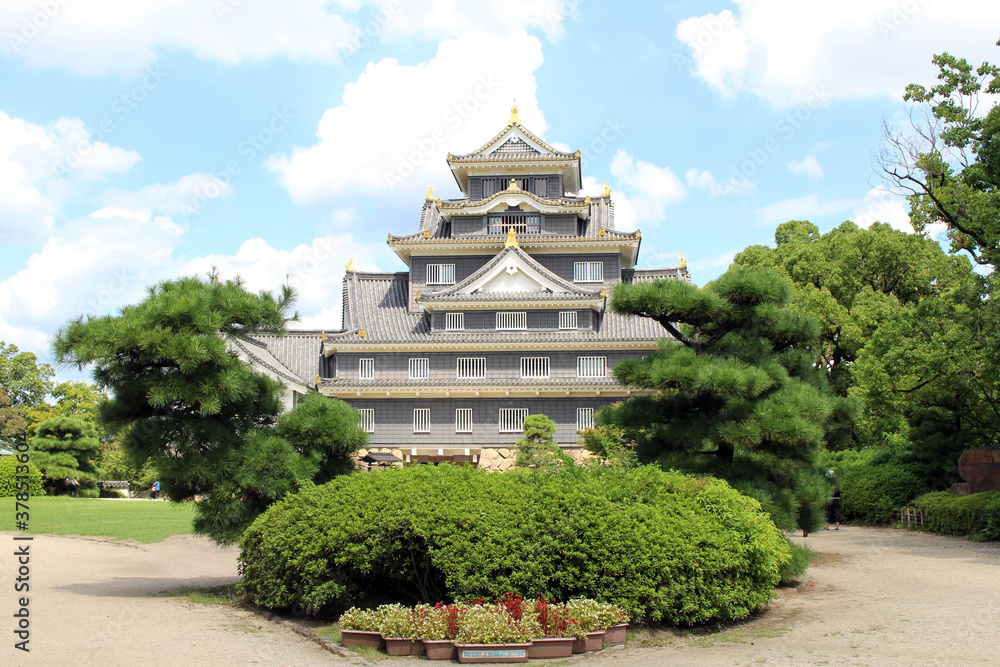 Main building of Okayama-jo or Okayama Castle of Japan
