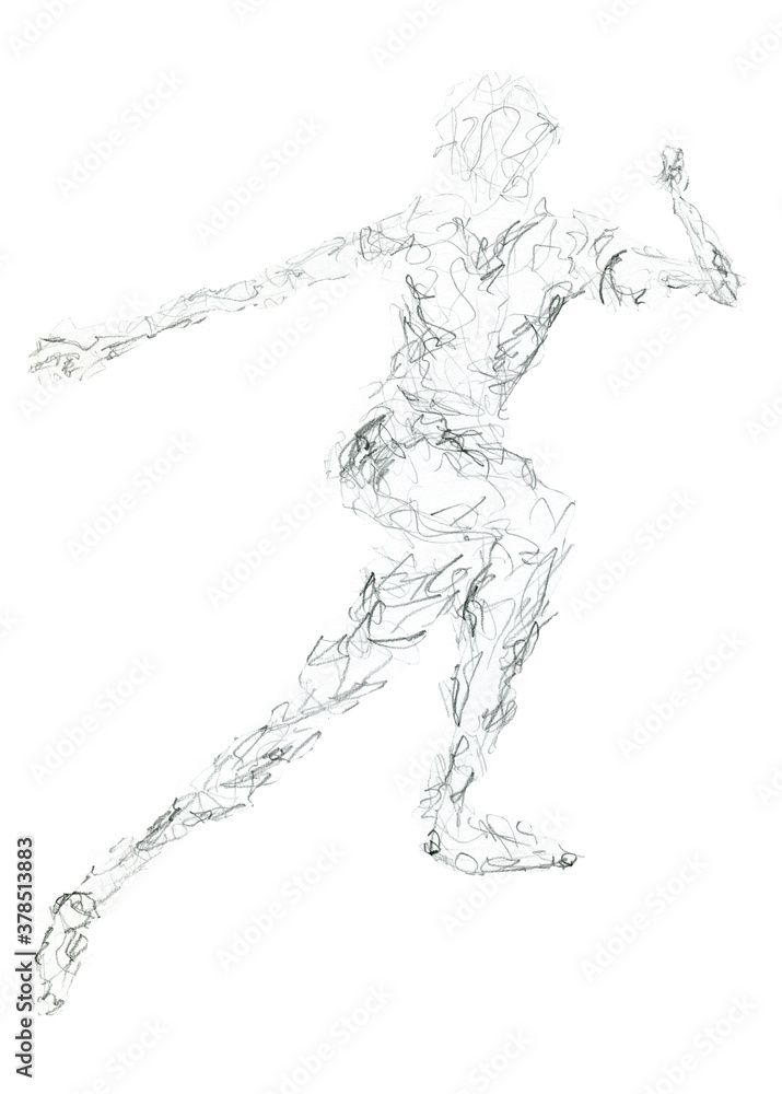 A runner hand drawn sketch. Abstract fitness illustration A runner hand drawn sketch. Abstract fitness illustration