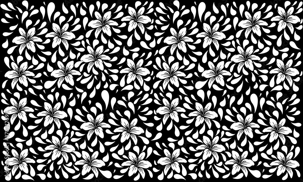 floral black and white illustration