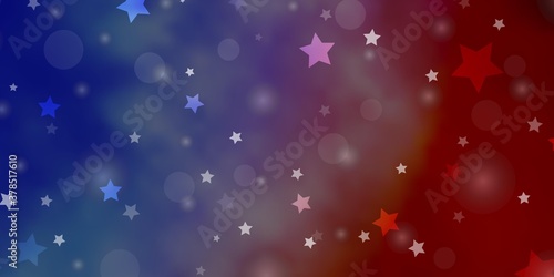 Light Blue, Red vector layout with circles, stars. Abstract design in gradient style with bubbles, stars. Design for wallpaper, fabric makers.