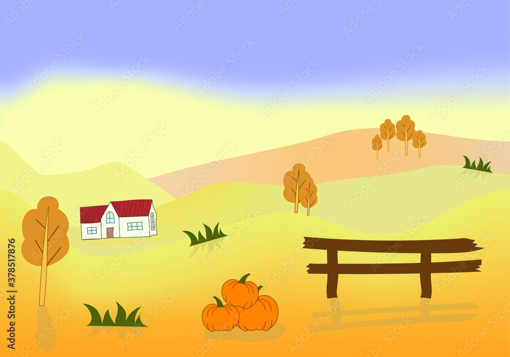 Fototapeta premium autumn landscape with farm