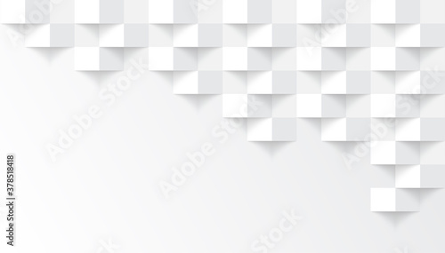 White abstract modern square texture background, 3d paper art style that looks creased design photo