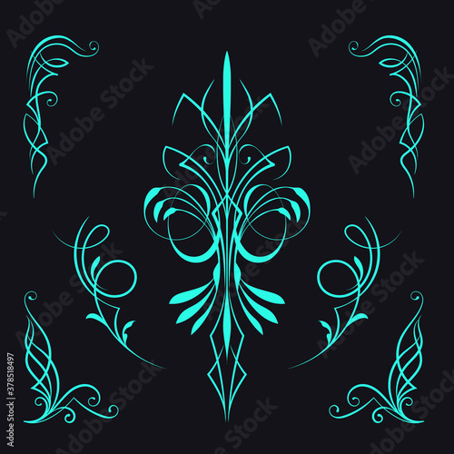 Vintage pinstript design western hand drawn vector
