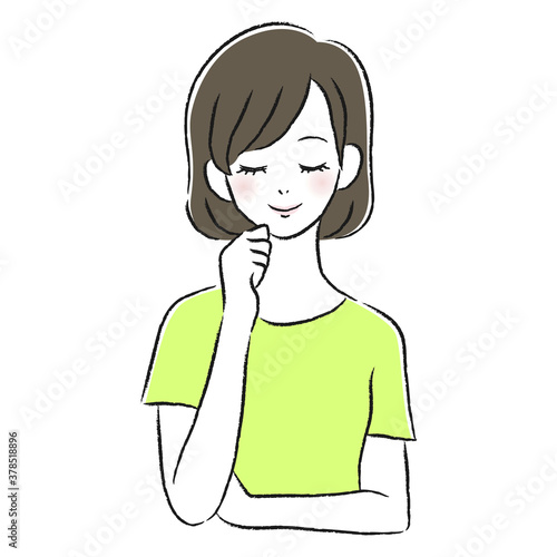 笑顔の女性　考える