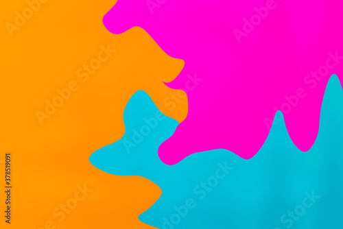 Texture three wavy colors cyan blue,pink,orange background with copy space