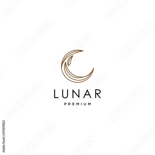 elegant crescent moon and star logo design line icon vector in luxury style outline linear