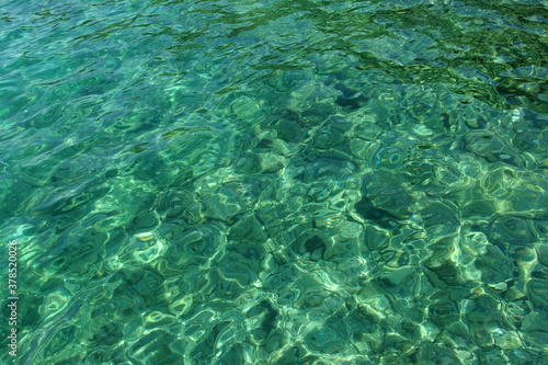 transparent calm turquoise sea surface background © Jana