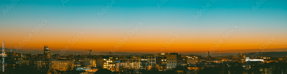 sunset over the city Cracow