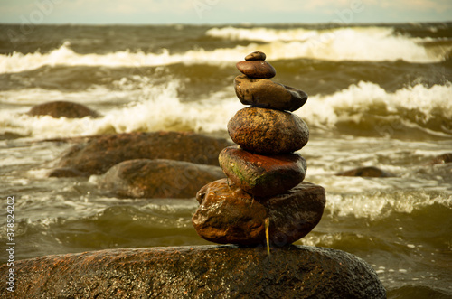 Canvas Print A composition of stones by the sea