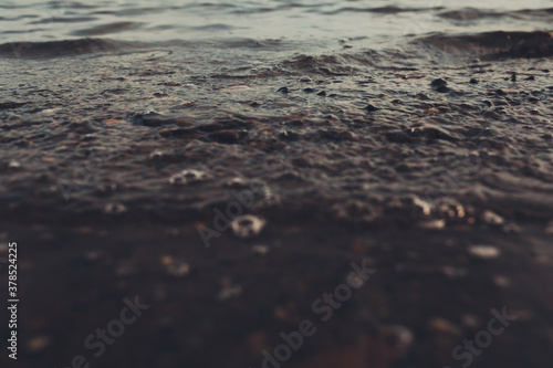 Landscape color photo of water  real waves  sea tide