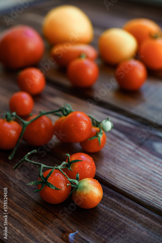 tomatoes on a wooden table
